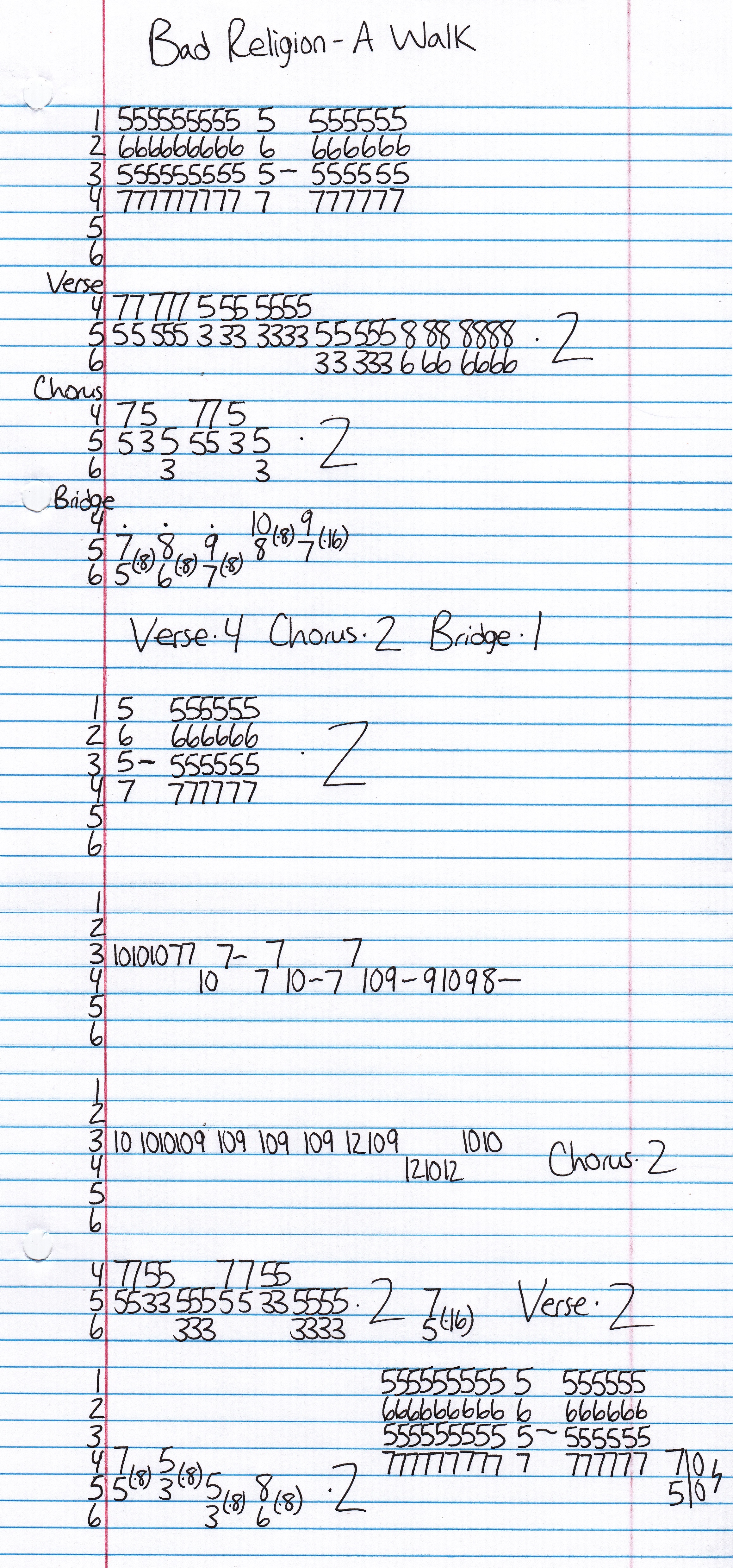 High quality guitar tab for A Walk by Bad Religion off of the album The Gray Race. ***Complete and accurate guitar tab!***